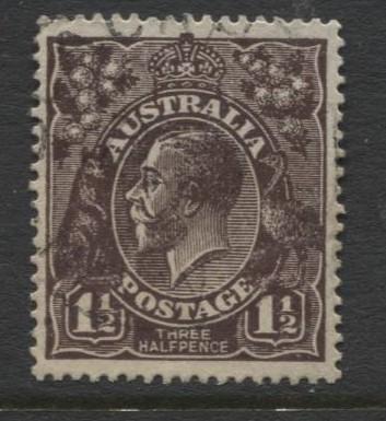 Australia - Scott 63 - KGV Head -1918 - FU - Wmk 11 - 1.1/2p Stamp2