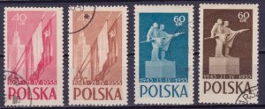 Poland, 1955, 10th Anniversary Soviet-Polish Treaty, Mi#901-4, used