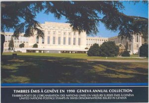 UNITED NATIONS 1990 GENEVA ISSUES   FOLDER  COMPLETE WITH ALL STAMPS MINT NH