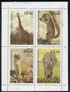 KARAKALPAKIA - 1995 - Animals #2 - Perf 4v Sheet - Mint Never Hinged