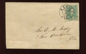 Confederate States 1 Used Stamp on Small Cover with Nice Cancel (CSA1-CVR A6)