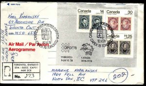 Canada-cover #11537 - Capex 1978 SS on registered cover cancelled at the show an