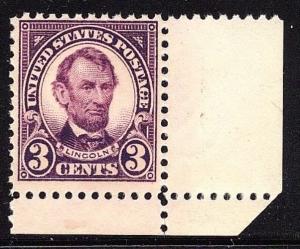 #555 F-VF MNH OG Perf 11 3c LINCOLN CORNER MARGIN COPY (REM #555-538)