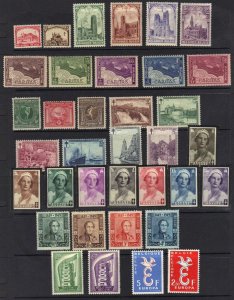 BELGIUM 1920-35 COLL OF 9 COMPLETE SETS Sc B48-50, B64-8, B78-83, B93-8, B170-7,