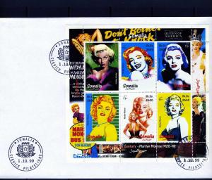 Somalia 1999 Marilyn Monroe Sheet Perforated in FDC