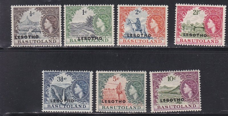 Lesotho # 5-10 & 16,, Basutoland Stamps Overprinted for Lesotho, NH, 1/3 Cat.