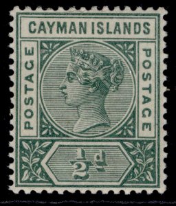 CAYMAN ISLANDS QV SG1, ½d deep green, M MINT. Cat £19.