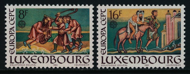 Luxembourg 689-90 MNH Europa, The Good Samaritain, Donkey