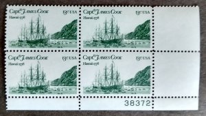 United States #1733 13c Capt James Cook-Hawaii MNH block of 4 plt #38372 (1978)