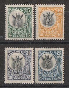 TANGANYIKA 1925 Giraffe New Colours set 5c-25c. MNH **.  