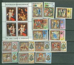 WORLD WIDE GROUP OF STAMPS & SOUVENIR SHEETS COMMEMORATING CHRISTMAS MINT NH