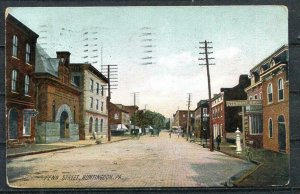 USA 1909 Color Postal Card Used Franked 1c Penn Street Huntington  PA 9908