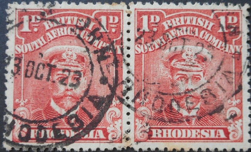 Rhodesia Admiral 1d pair with ABERCORN (DC) postmark