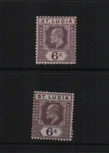 St Lucia 1907 SG72ab two examples one mounted & one unmounted mint