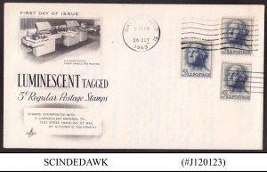 UNITED STATES USA - 1963 LUMINESCENT TAGGED 5c REGULAR POSTAGE STAMP - FDC