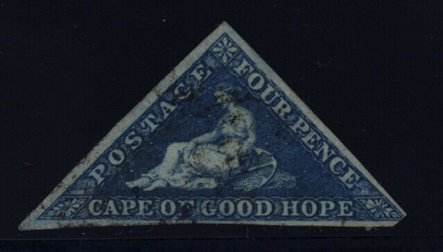 Cape of Good Hope 2 on blued paper used w/small anchor wmk - 4 pence