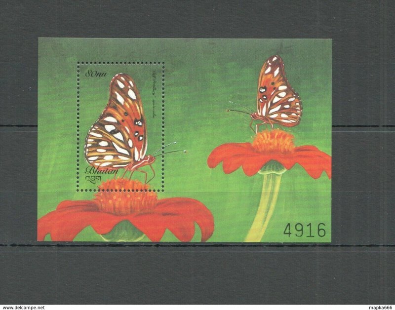 Bhutan Flora & Fauna Butterflies & Flowers 1Bl ** Pk432