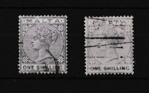 Malta QV 1885-90 1/- Violet & Pale Violet Fine Used SG28-29 WS45846
