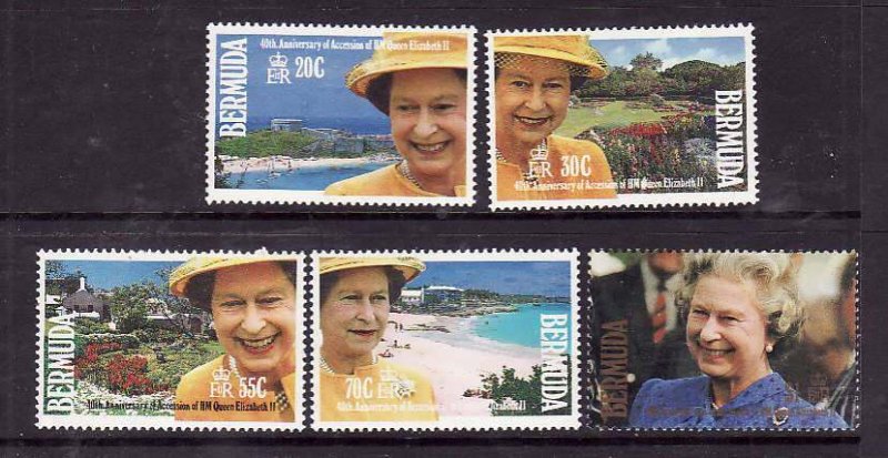 Bermuda-Sc#623-7- id6-unused NH set-QEII-40yth Accession-1992-please n