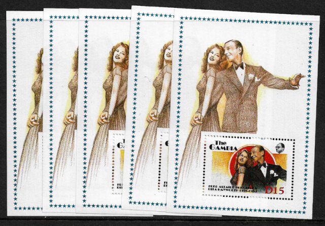 Gambia #777 MNH S/Sheet - Astaire - Hayworth - Wholesale X 5