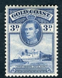 GOLD COAST;  1938 early GVI issue fine Mint hinged 3d. value