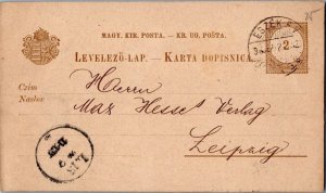 Hungary 2f Numeral Postal Card 1896 Eszek F.V. now Craotia to Leipzig, Germany.