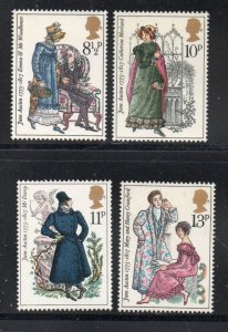 Great Britain Sc 754-7 1975 Jane Austen stamp set mint NH