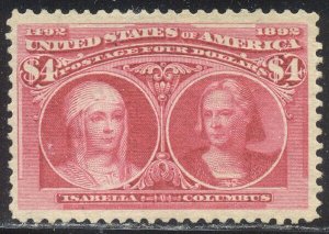 U.S. #244 Mint VF BEAUTY w/ Cert- 1893 $4.00 Columbian