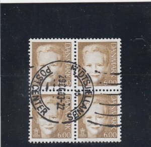 Denmark  Scott#  1127  Used Block of 4  (2001 Queen Margrethe)