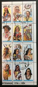 Davaar - 1976 set of 12 Indians (folded)  for US Bi-Centennial - Used (CTO)