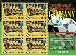 Grenada - 2006 - World Cup Germany Team Sweden - Sheet Of 6 Stamps - MNH