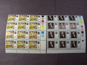 SEYCHELLES # 297-298-MINT/NEVER HINGED-COMPLETE SET OF PLATE # BLOCKS of 12-1972