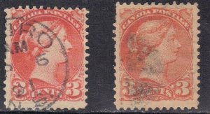 CANADA SC# 37 USED 3c 1870-89 ROYALTY SEE SCAN