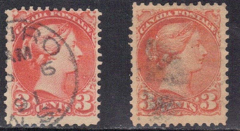 CANADA SC# 37 USED 3c 1870-89 ROYALTY SEE SCAN