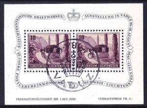 Liechtenstein B18 Used 1946 Post Coach Souvenir Sheet of 2 Very Fine