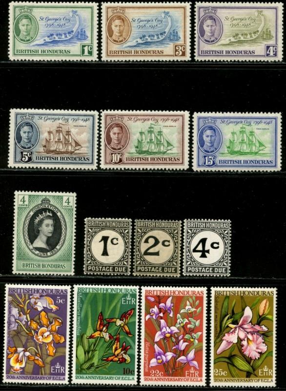 Britannique Honduras Sc# 131-6 143 208  11,J1 3 Quatre Complet Ensembles Mint