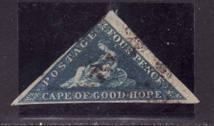 Cape of Good Hope-Sc#4-used 4p blue-Hope Seated-1855-8-