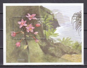 Nevis, Scott cat. 1151. Orchid s/sheet.