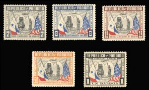 Panama #C49-53 Cat$17.60+ (for hinged), 1938 U.S. Constitution, set of five, ...