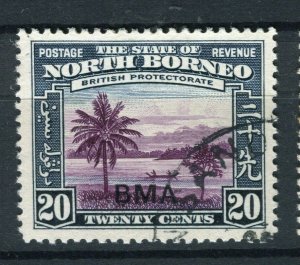 NORTH BORNEO; 1945 early Pictorial BMA issue fine used 20c. value, Postmark