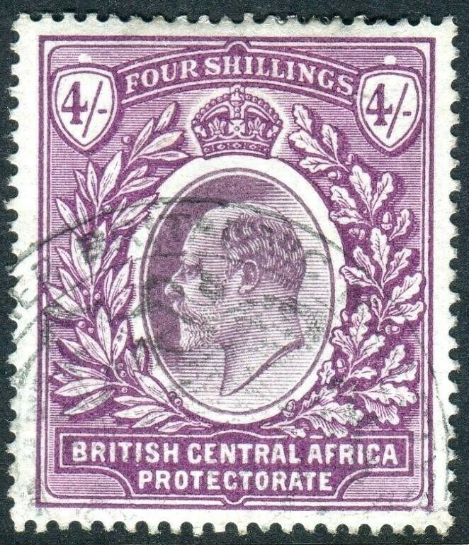 BRITISH CENTRAL AFRICA-1903-4 4/- Dull Bright Purple.  A fine used example Sg 64