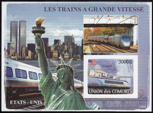 Comoro Islands 2008 MNH Sc #1000 300fr Acela Express U.S. High-speed Trains I...