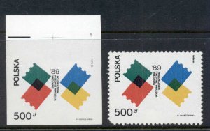 Poland 1989 World Stamp Expo Perf & IMPERF MUH