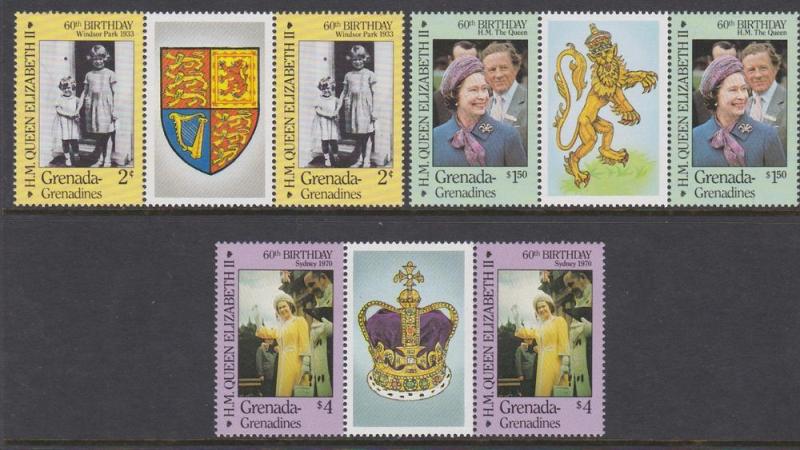 Grenada Grenadines 1986 QEII Birthday GP Scott (749-51) MNH