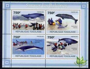 Togo 2011 Save the Whales perf sheetlet containing 4 valu...
