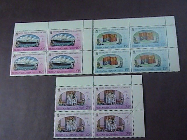 TRISTAN da CUNHA # 213-215-MINT/NH-COMPLETE SET/CORNER MARGIN BLOCKS OF 4 --1977