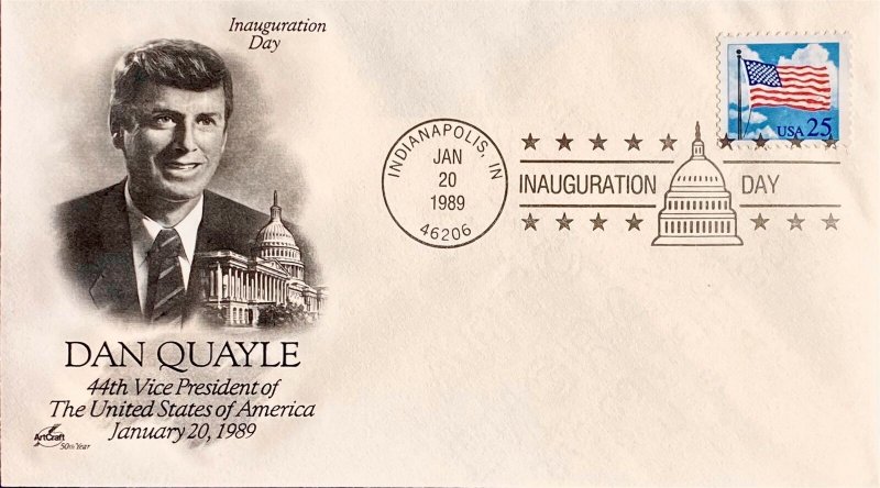 Artcraft Inauguration Day 1989 Dan Quayle 44th Vice President Indianpolis IN