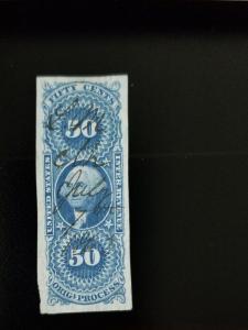 1862-71 50c U.S. Internal Revenue, Original Process, Washington Scott R60a Used