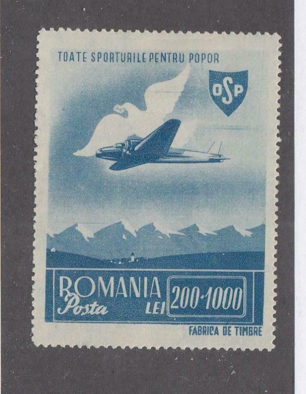 ROMANIA  # B289  VF-MH  MAIL PLANE AND BIRD CARRYING LETTER/ DARK BLUE CV $20