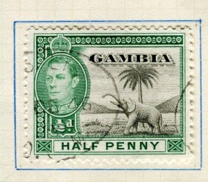 GAMBIA; 1938 early GVI pictorial issue fine used 1/2d. value